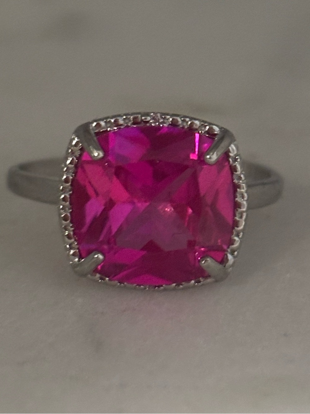 4 ctw Genuine Pink Topaz, with Diamond Point, .925 SS, Size 7